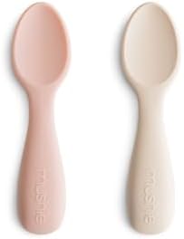 Mushie Silicone Toddler Spoons 2-Pack for Self-Feeding