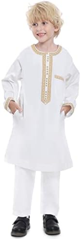 Qianliniuinc - Boys Muslim Clothing Kaftan Set - Styleful Robe for interpretive occasions
