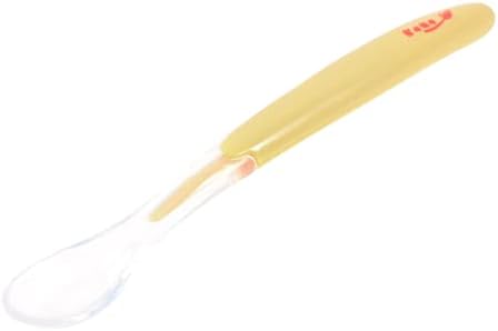Safe silicone baby spoon yellow soft handle