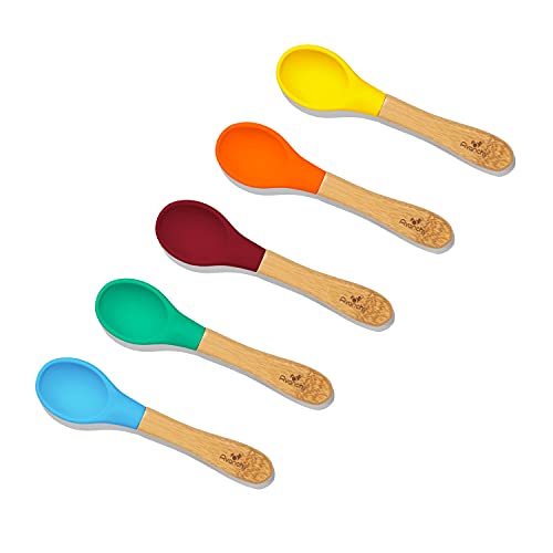 Avanchy Baby Spoons Bamboo Silicone Set for 4-Month-olds