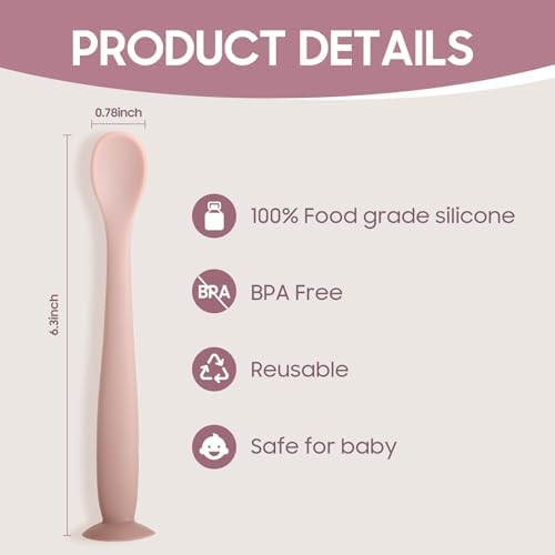 3 Pack Silicone Baby Spoons for 6 Months Self Feeding