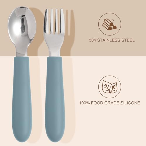 Eascrozn Toddlers Safe Sturdy Kids Utensils Set - Dishwasher BPA-Free