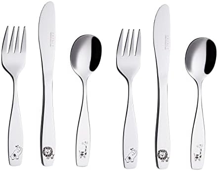 Exzact Kids Flatware 6pcs Safari Set - Dishwasher Safe
