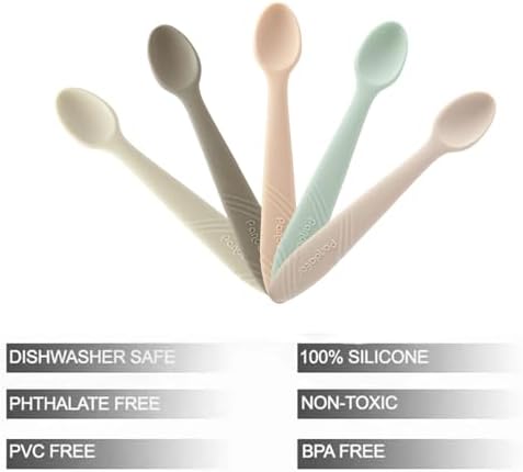 PandaEar 5-Piece Silicone Baby Spoons for Infants