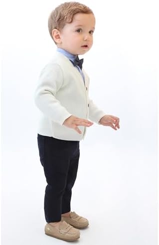 Lilax Little Boys Basic Long Sleeve V-Neck Classic Knit Cardigan Sweater