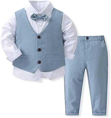 Boys Kids Cotton Suits Set with Bowtie