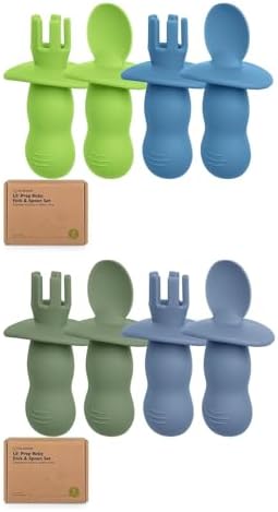 Keababies 4-Pack Silicone Baby Spoons and Forks Set