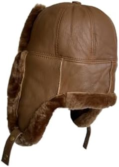 Leather Aviator Trapper Sheepskin Winter Hat