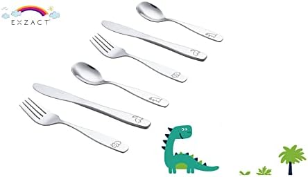 Exzact Kids Flatware Set - Stainless Steel Dinosaurs Forces - 6-Piece Family Set