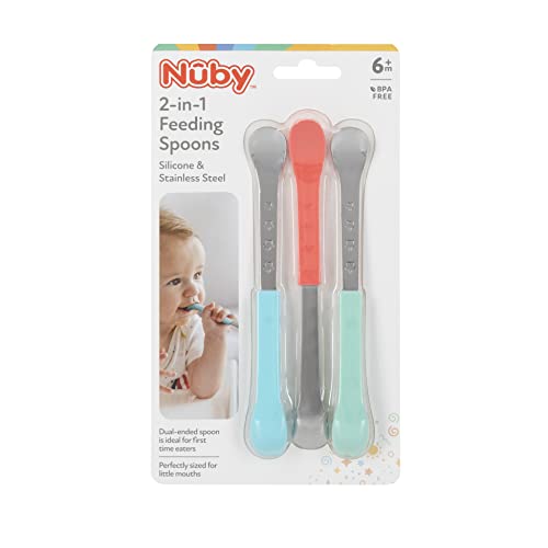Nuby 2-in-1 Baby Spoons 6 Months 3-Pack