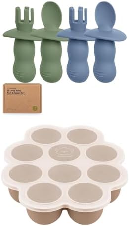 4-Pack Silicone Baby Spoons Forks Set for Safe Fun Feeding
