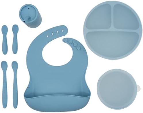 WeeSprout Baby Led Weaning Bundle Silicone Suction Bowl Spoons Bib Cup