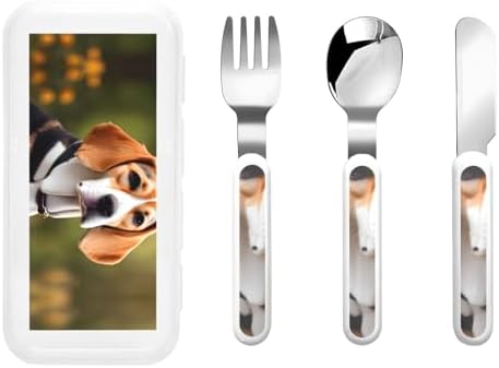 Beagle Dog Print Stainless Steel Utensils Set with Travel Case