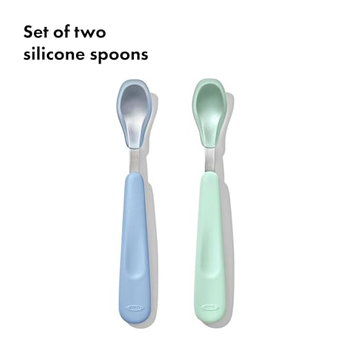 OXO Tot Feeding Spoon Set with Soft Silicone - Opal and Dusk