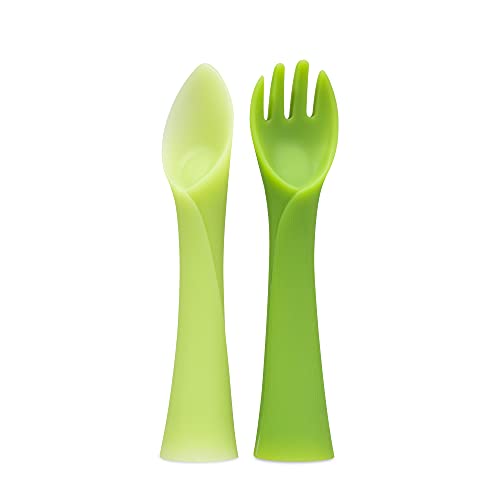 Olababy Training Fork Spoon Set - Safe Ergonomic for Baby Led Weaning