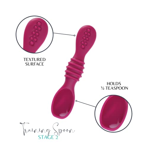 Nouribite Baby Silicone Spoons Fuchsia Set of 3 4 Months