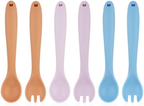 8-Piece Silicone Toddler Fork Spoon Set for Self-Feeding