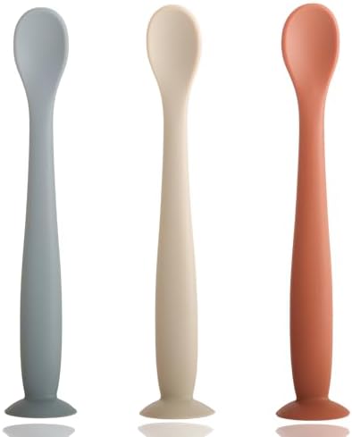 3 Pack Silicone Baby Spoons for 6 Months Self Feeding