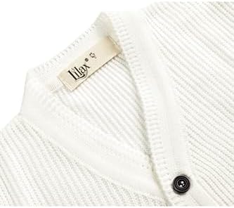 Lilax Little Boys Basic Long Sleeve V-Neck Classic Knit Cardigan Sweater