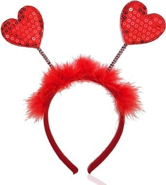 Vibrant Valentines Day Red Heart Headband