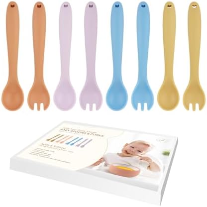 8-Piece Silicone Toddler Fork Spoon Set for Self-Feeding