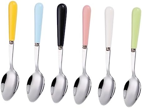 Serrated Baby Spoons Set 6PCS Easy Fruit Removal Comfortable Grip