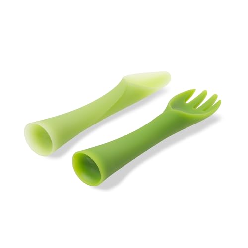 Olababy Training Fork Spoon Set - Safe Ergonomic for Baby Led Weaning
