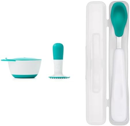 OXO Tot Food Masher Spoon with Travel Case - Rustic Teal On-the-Go