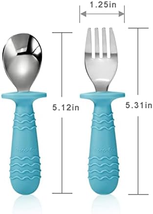 Perfect for Safety 4-Set Baby Utensils with Silicone Stainless-Steel Transparency
