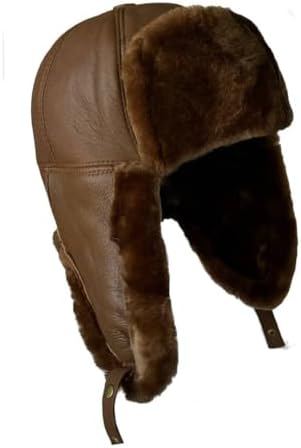 Leather Aviator Trapper Sheepskin Winter Hat