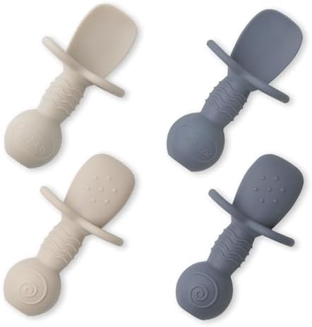 Ginbear Platinum Silicone Self-Feeding Spoons for Babies 6-12 Months