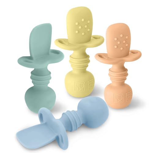Little Whispers Baby Silicone Spoons - Self Feeding 6 Months - 4 Pack Set