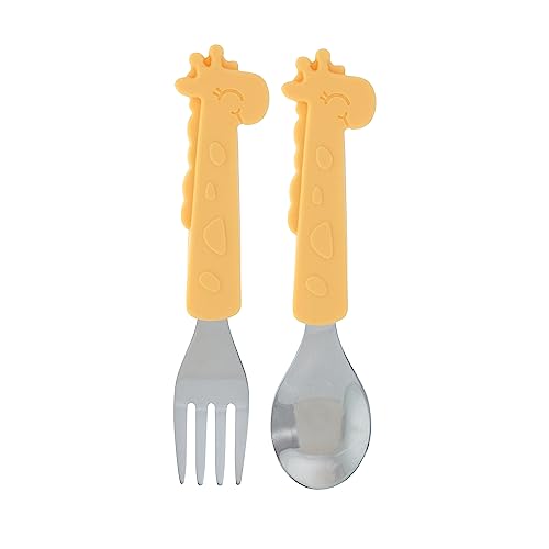 Nuby Animal Friends Silicone and Stainless Steel Flatware Set