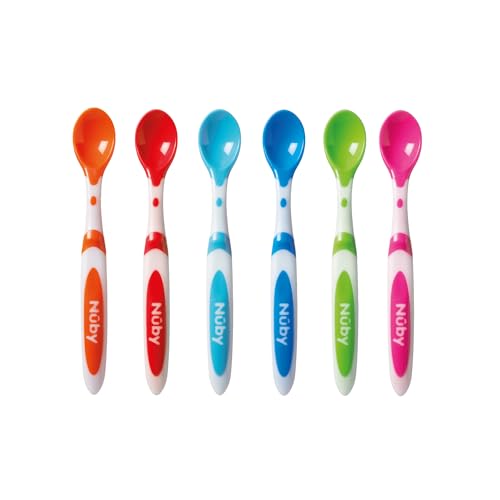 Nuby 6-Piece Weaning Set with Long Handles Fun Design for Babies