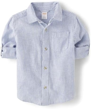 Gymboree Boys Long Sleeve Linen Button-Up Shirt