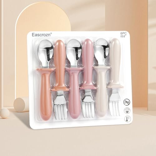 Eascrozn Toddler Spoons Forks Set 6 Pack