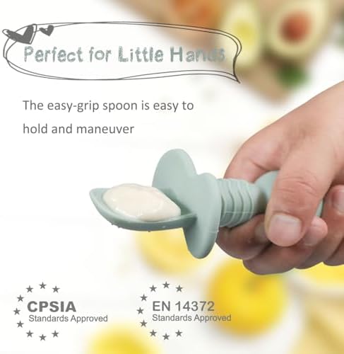 Ginbear Platinum Silicone Self-Feeding Spoons for Babies 6-12 Months