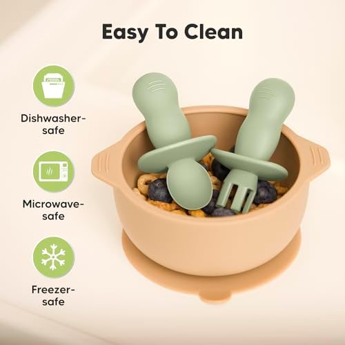 KeaBabies 4-Pack Silicone Baby Utensils Set Easy Feeding for Babies