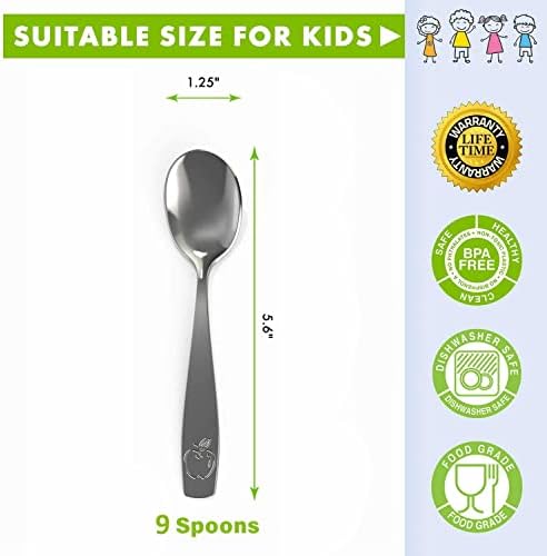 Perfect for Kids - 9 Stainless Steel Spoons
