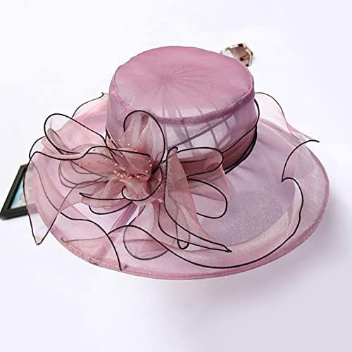Purple Orange Fascinator for Women Wide Brim Tea Party Hat