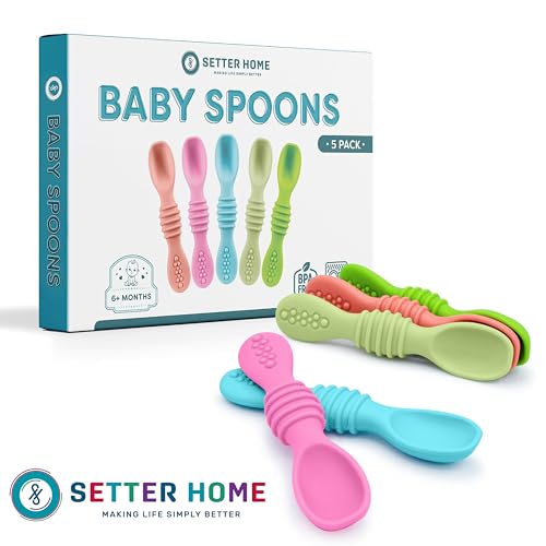 Sturdy soft BPA-free silicone baby spoons Self-feeding 6-12 months