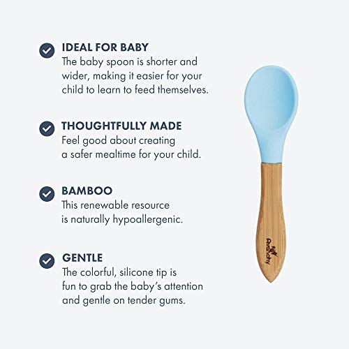 Avanchy Baby Spoons Set Bamboo Silicone Self-Feeding for Babies 2-Pack