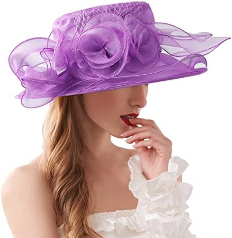 Womens Kentucky-Brick Church Diorama Hat with Wide Brim 03-purple