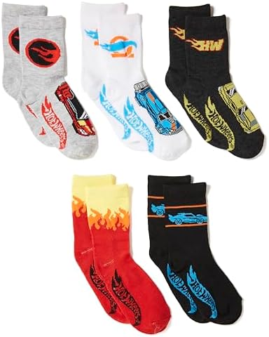 Hot Wheels Boys Race Car Crew Socks 5-Pack