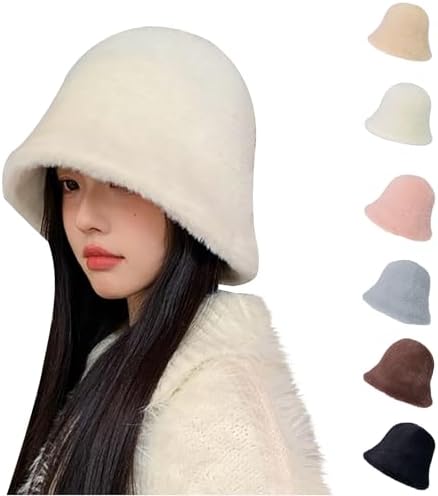 HGps8w Winter Fuzzy Bucket Hat Warm Stylish