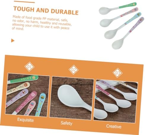 Mixed-Material 4-Piece Self-Feeding Spoons Child-Friendly Design