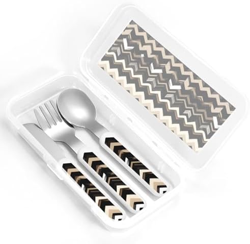 Sturdy Stainless Steel Flatware Set with Travel Case Zigzag Design
