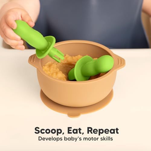 Keababies 4-Pack Silicone Baby Spoons and Forks Set