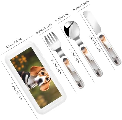 Beagle Dog Print Stainless Steel Utensils Set with Travel Case