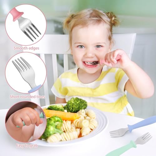 Pimoys Toddler Forks 6-Piece Set with Safe Design for Babies